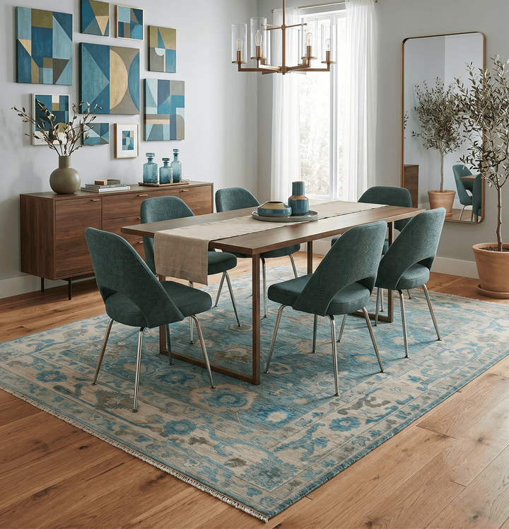 Green, Beige and Blue Hand knotted Traditional Oushak Multi Size Wool Area Rug - The Rug Decor