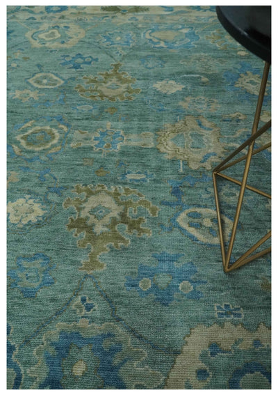 Green, Beige and Blue Hand knotted Traditional Oushak Multi Size Wool Area Rug - The Rug Decor