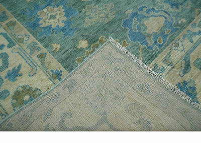 Green, Beige and Blue Hand knotted Traditional Oushak Multi Size Wool Area Rug - The Rug Decor