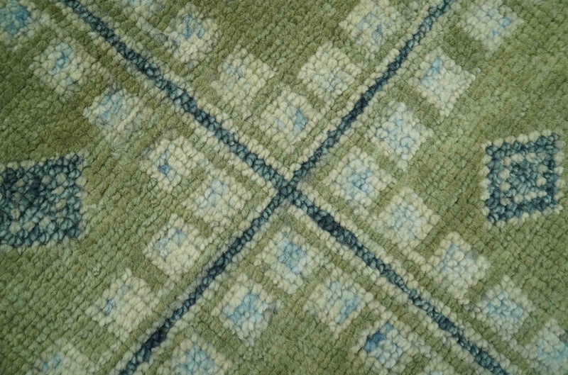 Green, Blue and Gray Hand Knotted Traditional Heriz 8x10 wool area rug - The Rug Decor