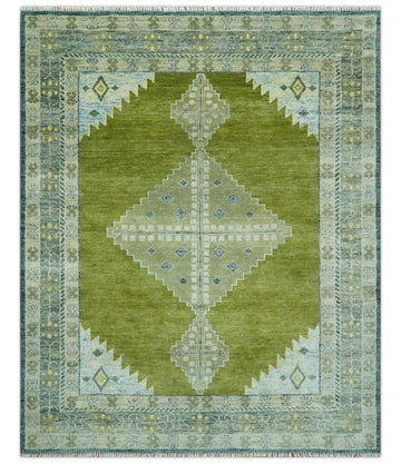Green, Blue and Gray Hand Knotted Traditional Heriz wool area rug – The ...