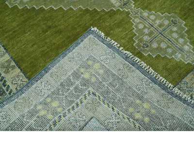 Green, Blue and Gray Hand Knotted Traditional Heriz Multi Size wool area rug - The Rug Decor