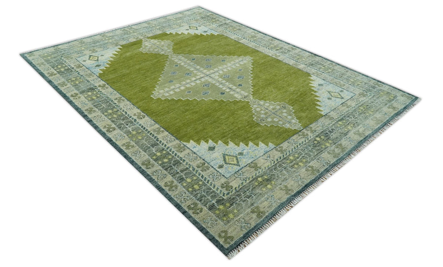 Green, Blue and Gray Hand Knotted Traditional Heriz wool area rug – The ...