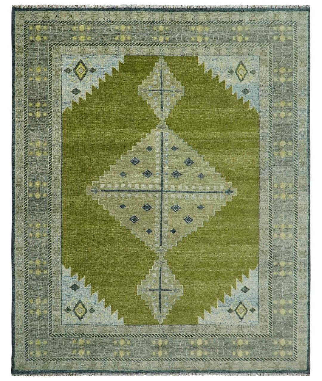 Green, Blue and Gray Hand Knotted Traditional Heriz Multi Size wool area rug - The Rug Decor