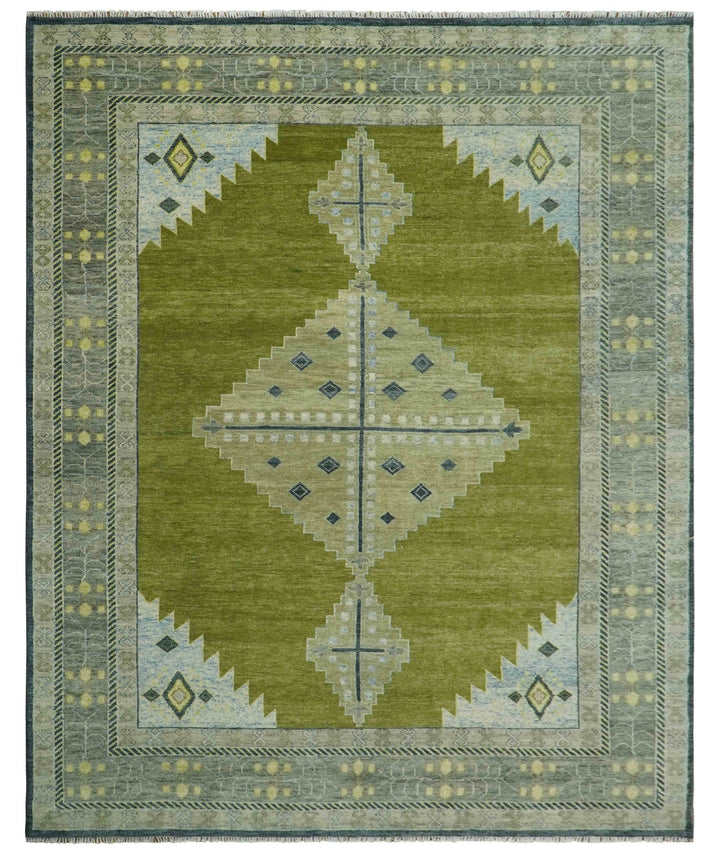 Green, Blue and Gray Hand Knotted Traditional Heriz Multi Size wool area rug - The Rug Decor