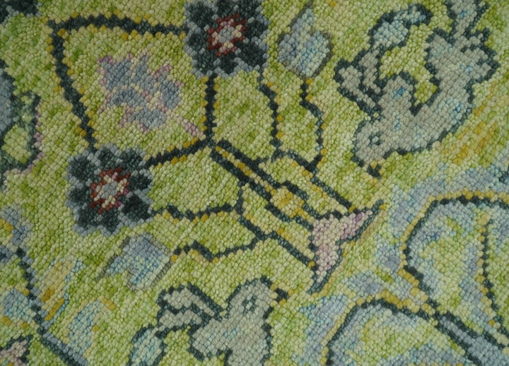 Green, Blue And Red Plant and Branches Hand Knotted Custom Made wool area rug - The Rug Decor