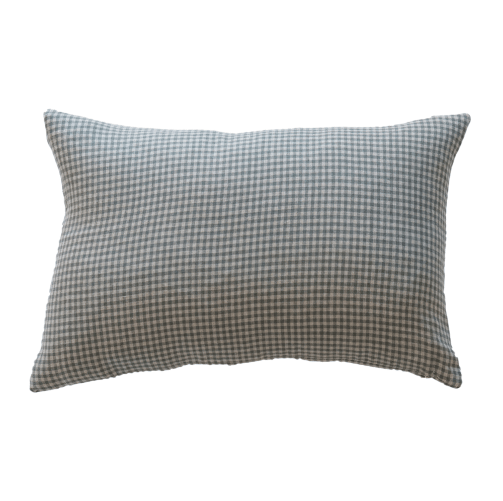 Green & Blue Gingham Linen Pillow Cover - The Rug Decor