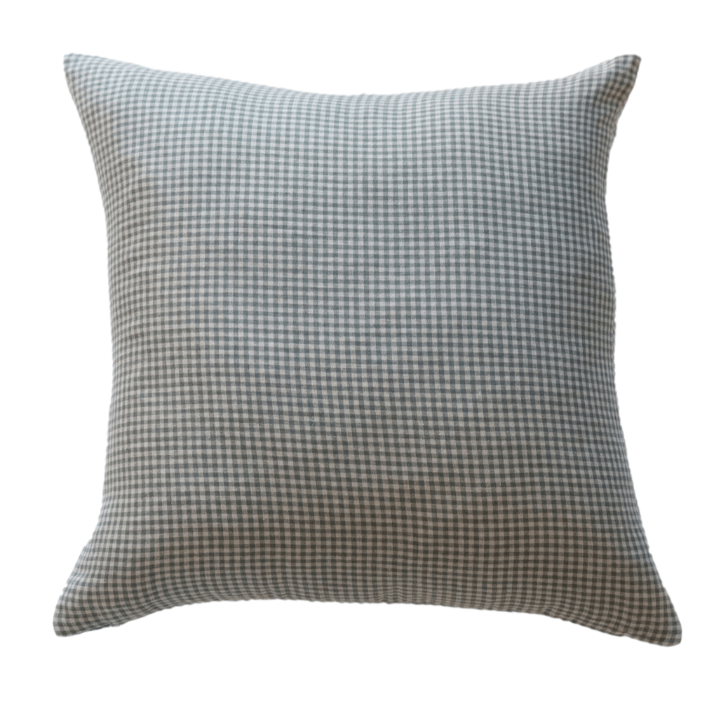 Green & Blue Gingham Linen Pillow Cover - The Rug Decor