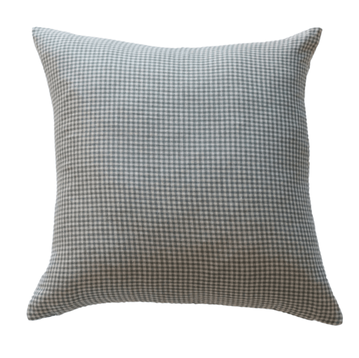 Green & Blue Gingham Linen Pillow Cover - The Rug Decor