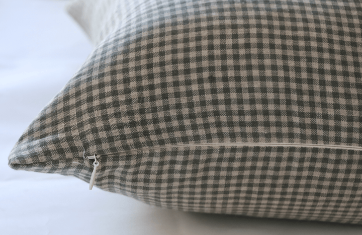 Green & Blue Gingham Linen Pillow Cover - The Rug Decor