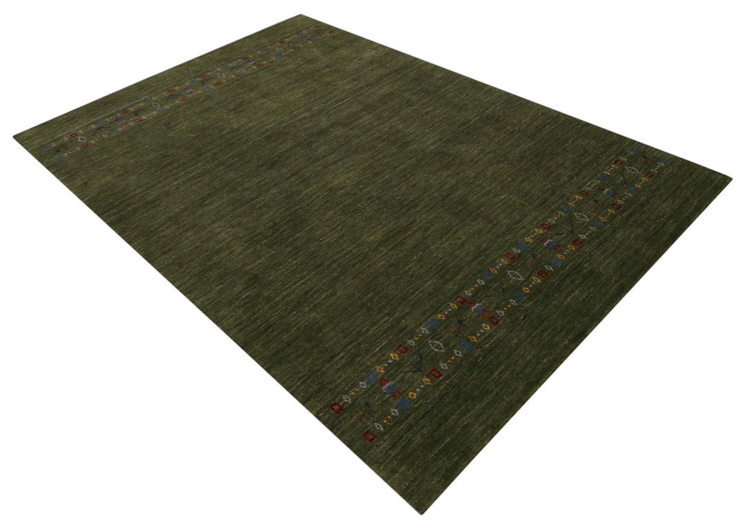 Green Contemporary Design Hand Loomed Wool Area Rug - The Rug Decor