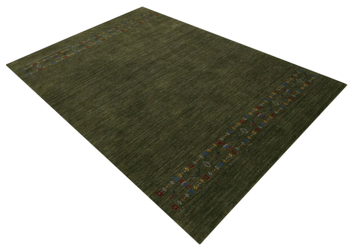 Green Contemporary Design Hand Loomed Wool Area Rug - The Rug Decor