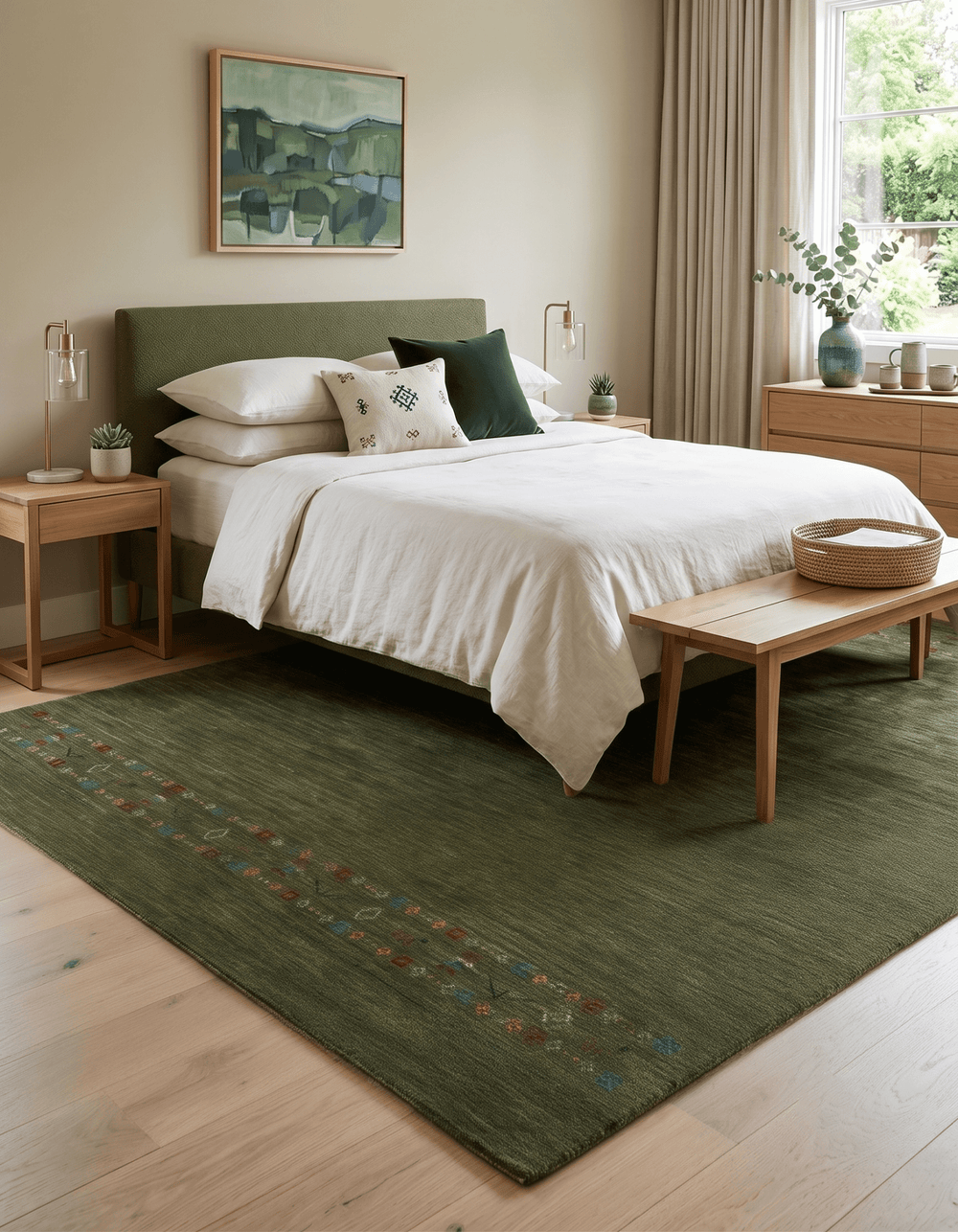 Green Contemporary Design Hand Loomed Wool Area Rug - The Rug Decor