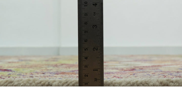 Green, Ivory And Gold Transition Hand Knotted Custom Made wool area rug - The Rug Decor