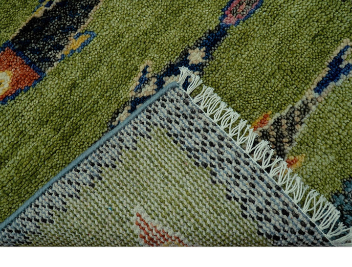 Green Koi Fish Runner Rug – Hand Knotted Wool Hallway and Stair Rug - The Rug Decor
