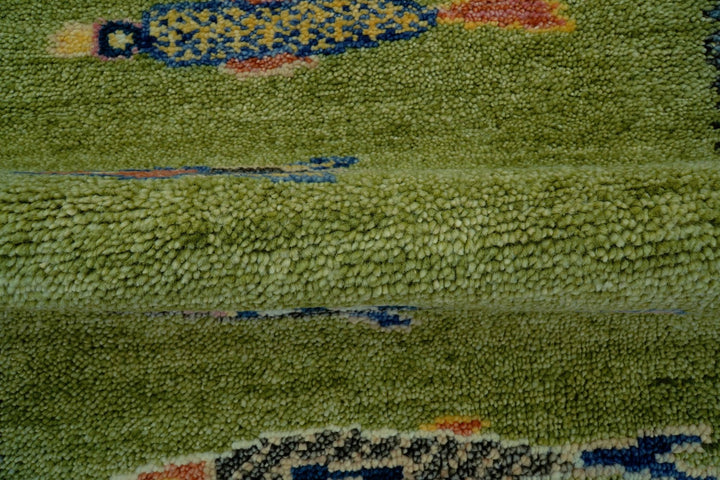 Green Koi Fish Runner Rug – Hand Knotted Wool Hallway and Stair Rug - The Rug Decor