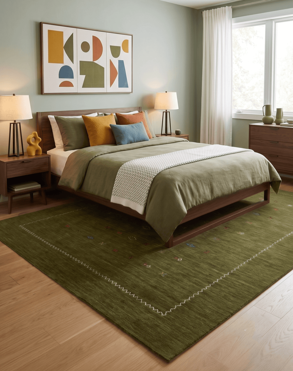 Green Modern Design Hand Loomed Wool Area Rug - The Rug Decor