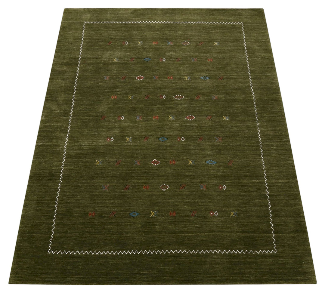 Green Modern Design Hand Loomed Wool Area Rug - The Rug Decor