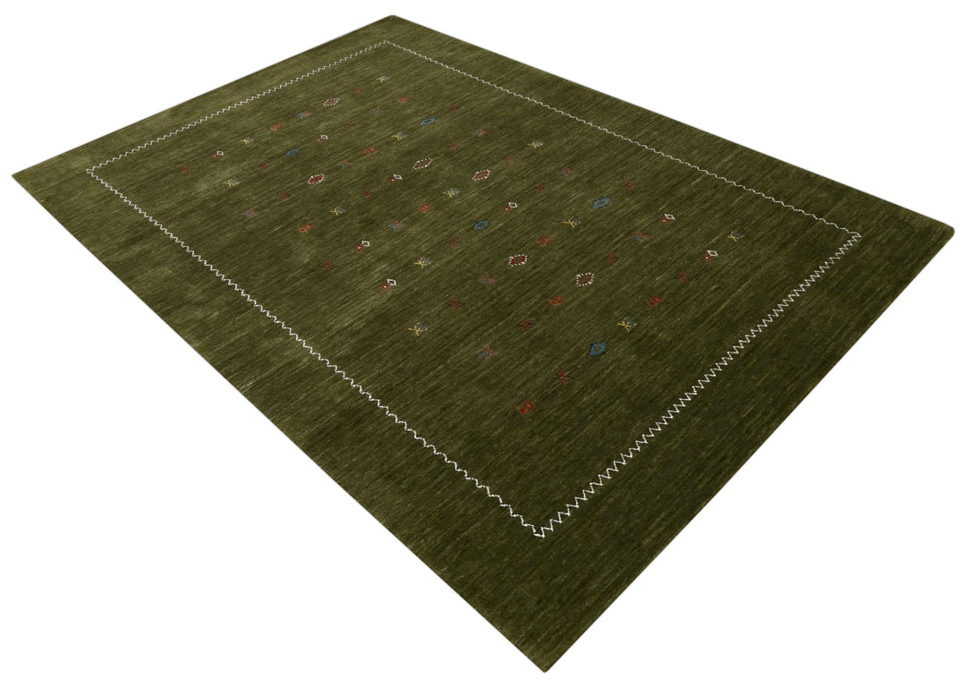 Green Modern Design Hand Loomed Wool Area Rug - The Rug Decor