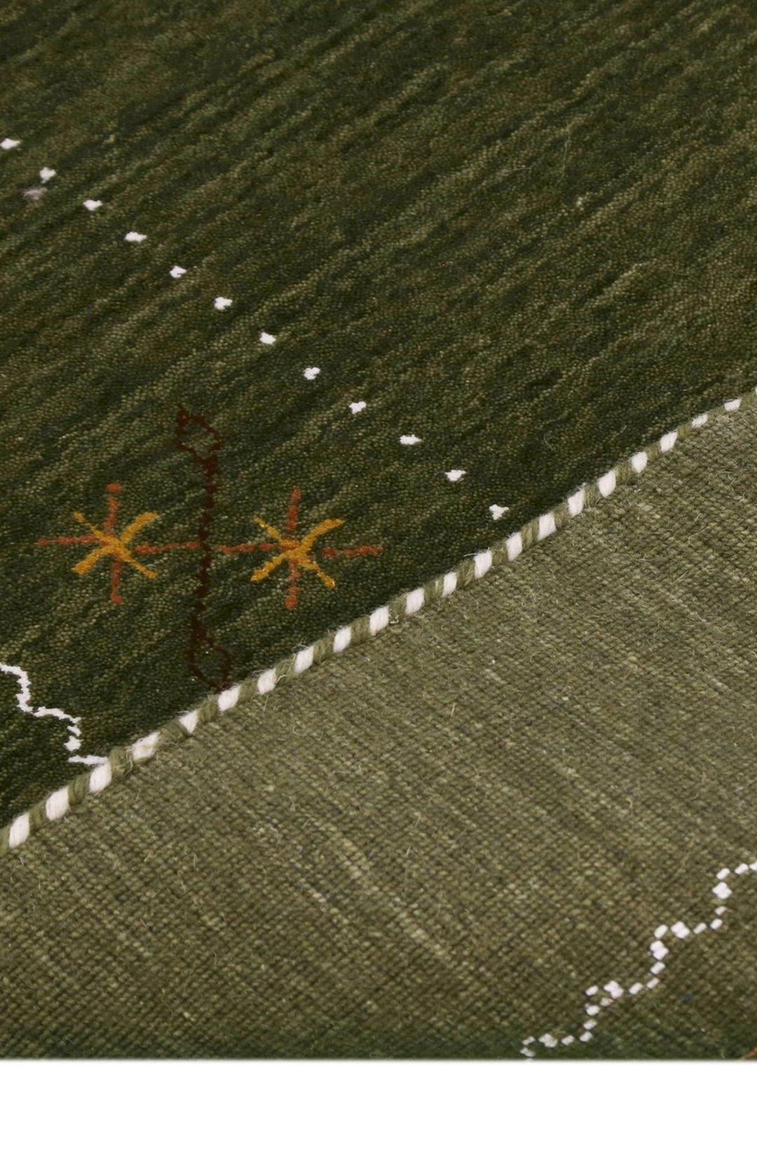 Green Modern Gabbeh Border Design Hand Loomed Wool Area Rug - The Rug Decor