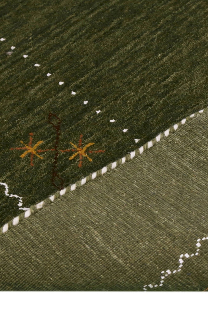 Green Modern Gabbeh Border Design Hand Loomed Wool Area Rug - The Rug Decor