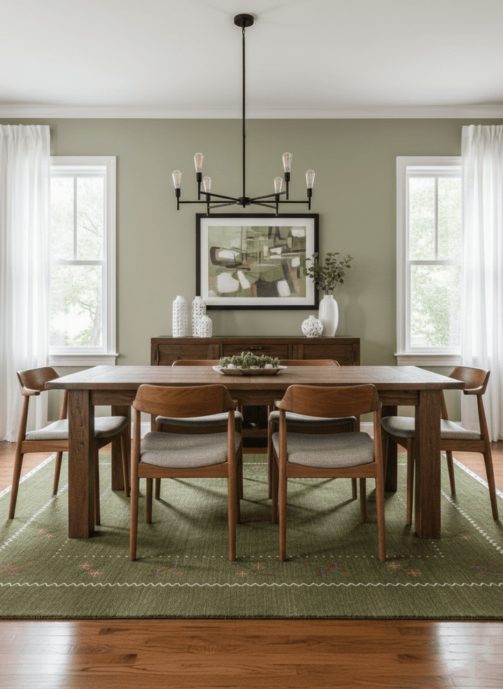 Green Modern Gabbeh Border Design Hand Loomed Wool Area Rug - The Rug Decor