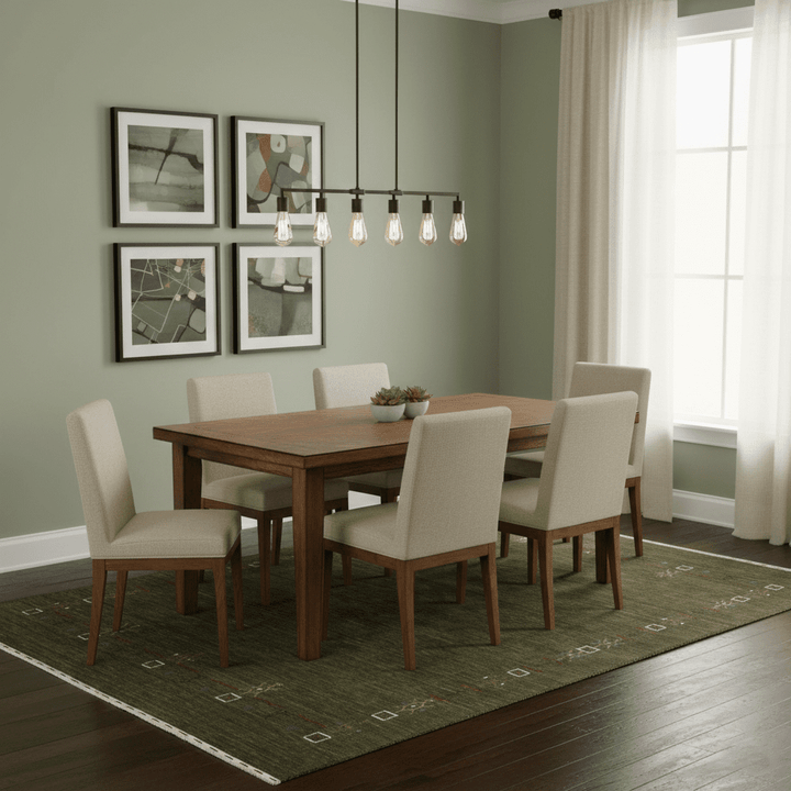 Green Tribal Border Design Hand Loomed Wool Area Rug - The Rug Decor