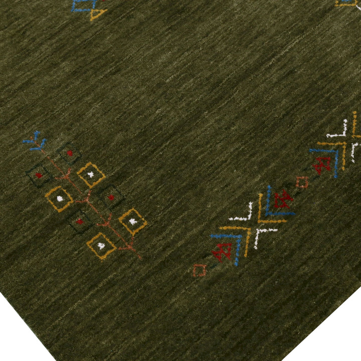 Green Tribal Center Medallion Hand Loomed Wool Area Rug - The Rug Decor