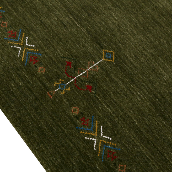 Green Tribal Center Medallion Hand Loomed Wool Area Rug - The Rug Decor