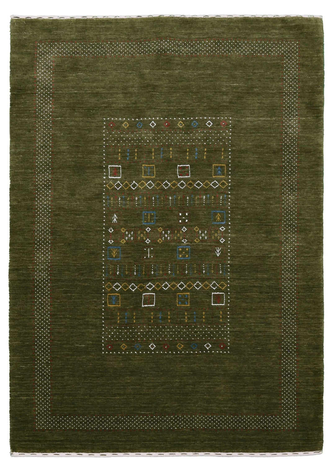Green Tribal Center Pattern Hand Loomed Wool Area Rug - The Rug Decor