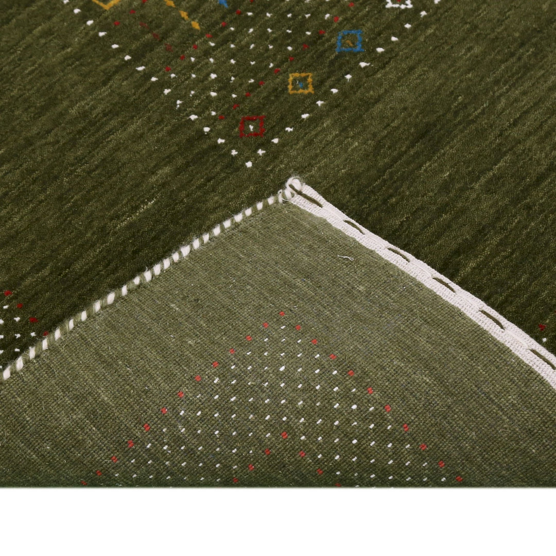 Green Tribal Center Pattern Hand Loomed Wool Area Rug - The Rug Decor