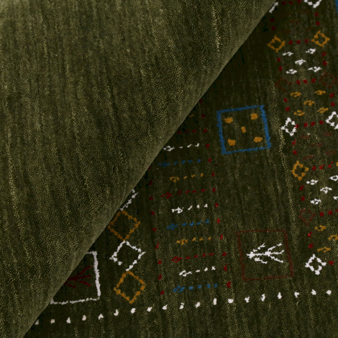 Green Tribal Center Pattern Hand Loomed Wool Area Rug - The Rug Decor