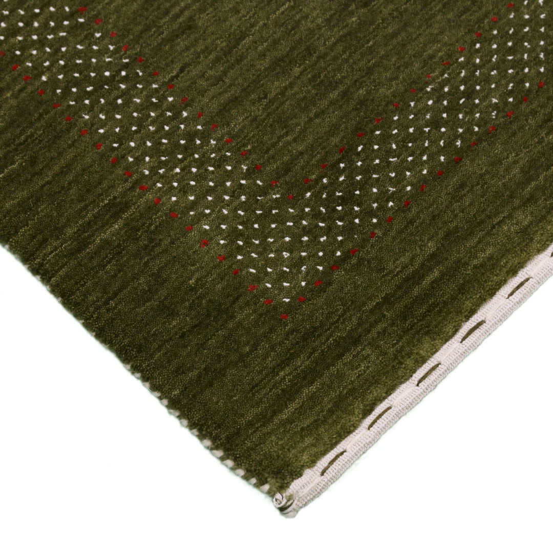 Green Tribal Center Pattern Hand Loomed Wool Area Rug - The Rug Decor