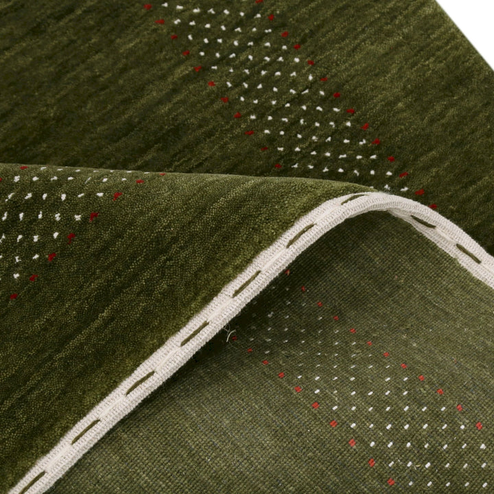 Green Tribal Center Pattern Hand Loomed Wool Area Rug - The Rug Decor