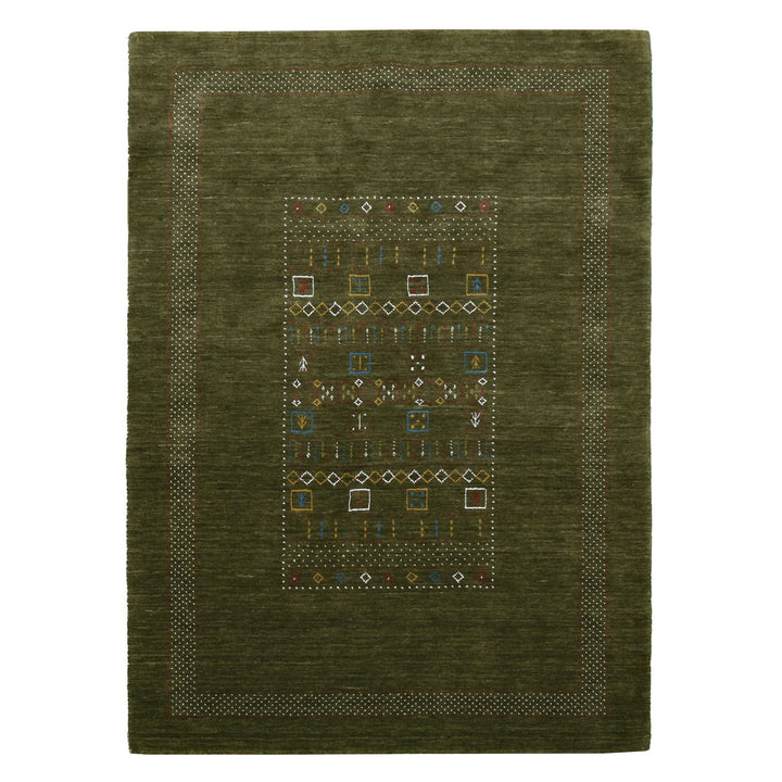 Green Tribal Center Pattern Hand Loomed Wool Area Rug - The Rug Decor