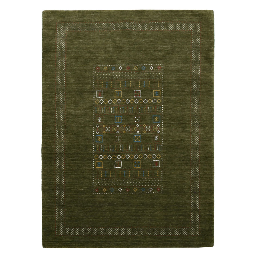 Green Tribal Center Pattern Hand Loomed Wool Area Rug - The Rug Decor