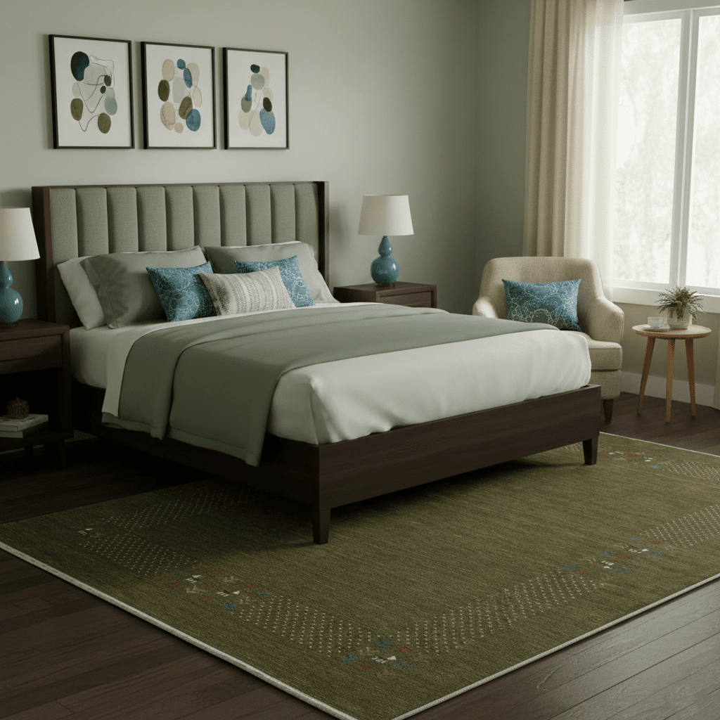 Green Tribal Center Pattern Hand Loomed Wool Area Rug - The Rug Decor