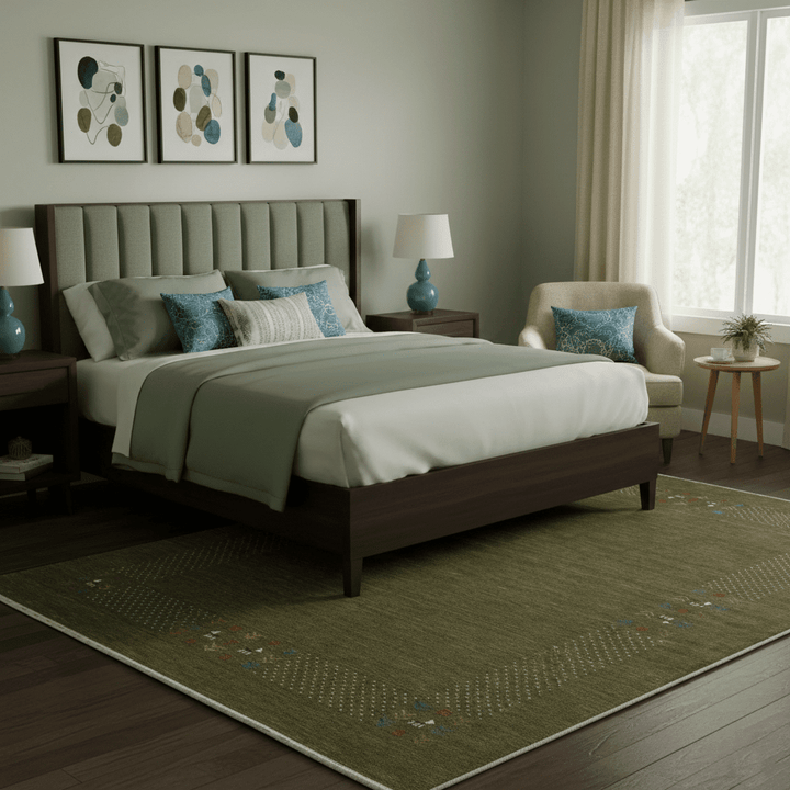 Green Tribal Center Pattern Hand Loomed Wool Area Rug - The Rug Decor