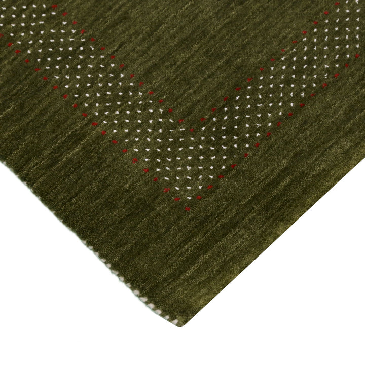 Green Tribal Center Pattern Hand Loomed Wool Area Rug - The Rug Decor