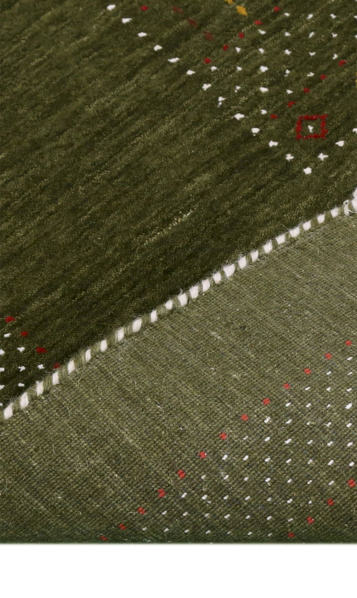 Green Tribal Center Pattern Hand Loomed Wool Area Rug - The Rug Decor