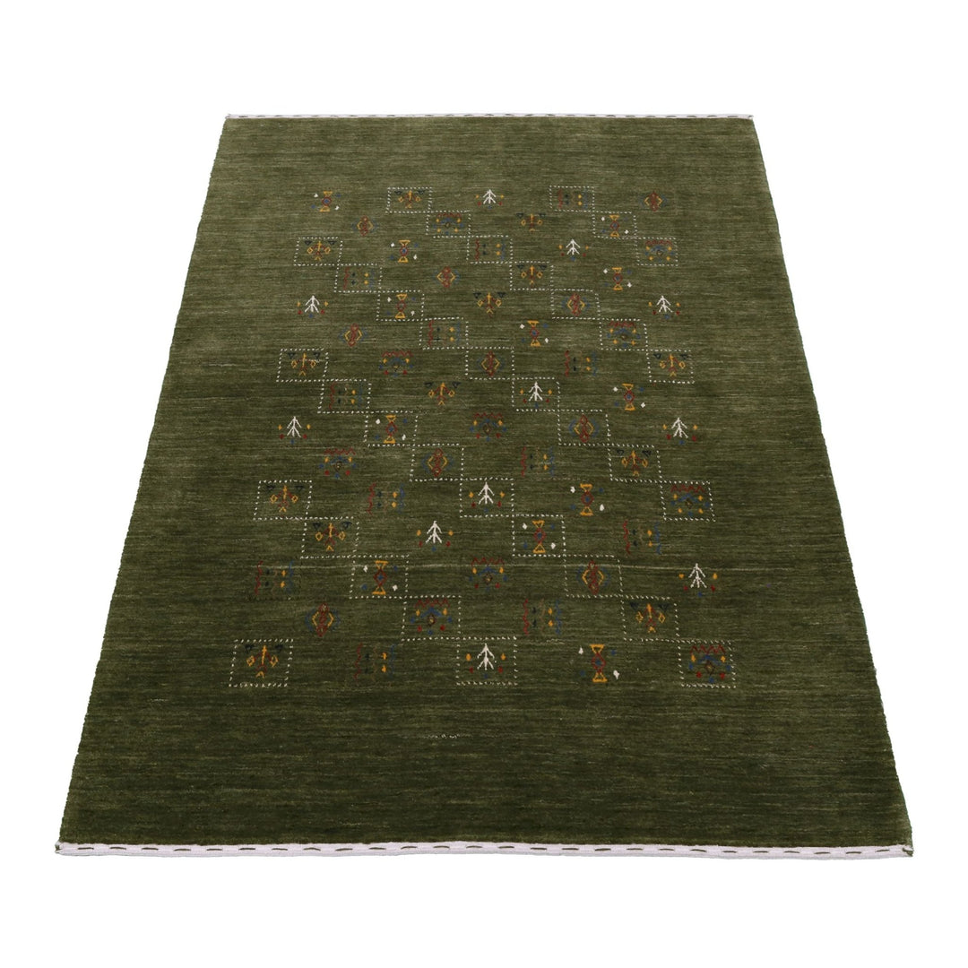 Green Tribal Design Hand Loomed Wool Area Rug - The Rug Decor
