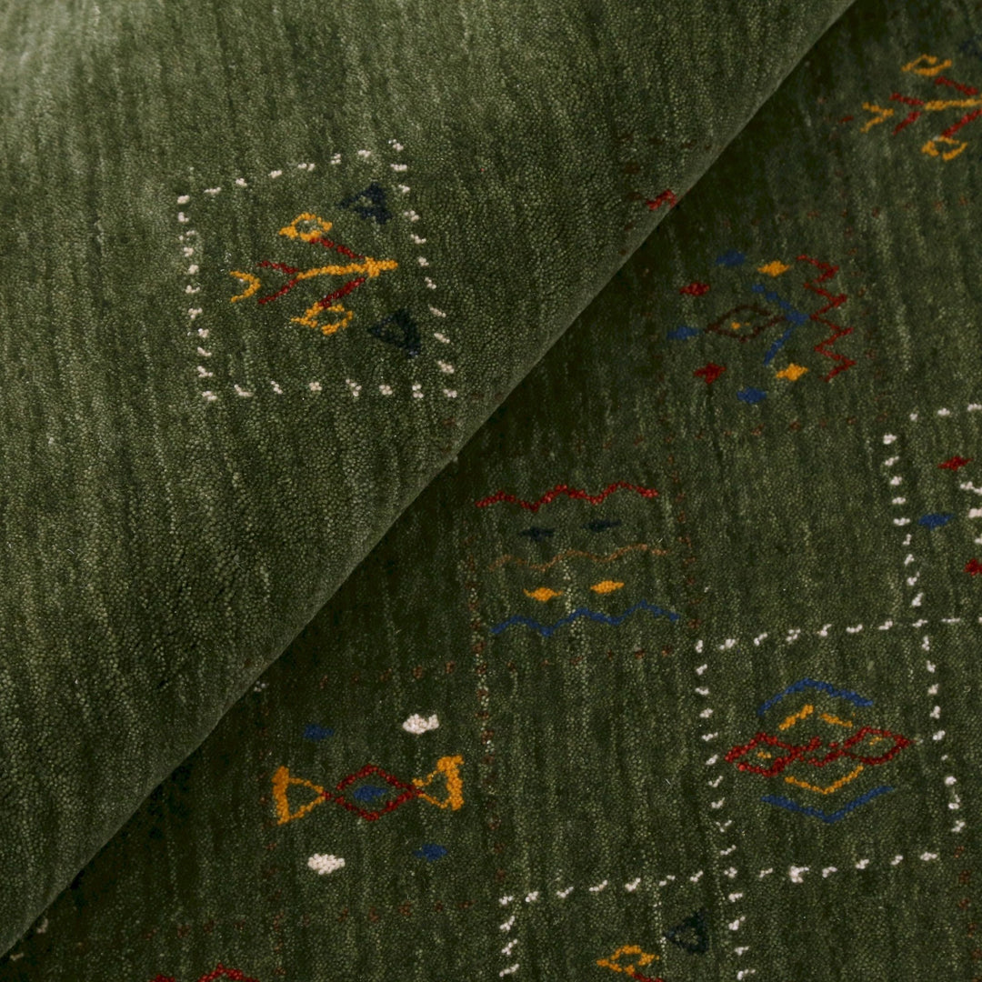 Green Tribal Design Hand Loomed Wool Area Rug - The Rug Decor