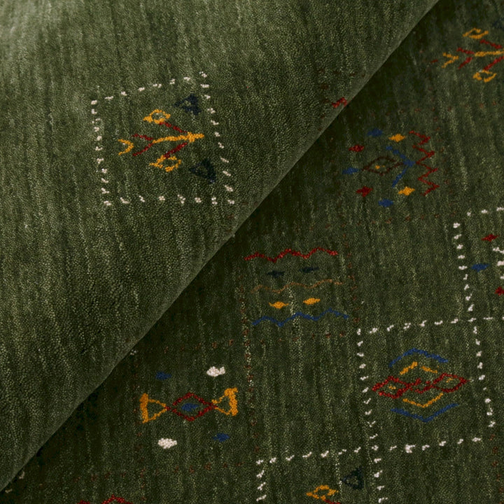 Green Tribal Design Hand Loomed Wool Area Rug - The Rug Decor