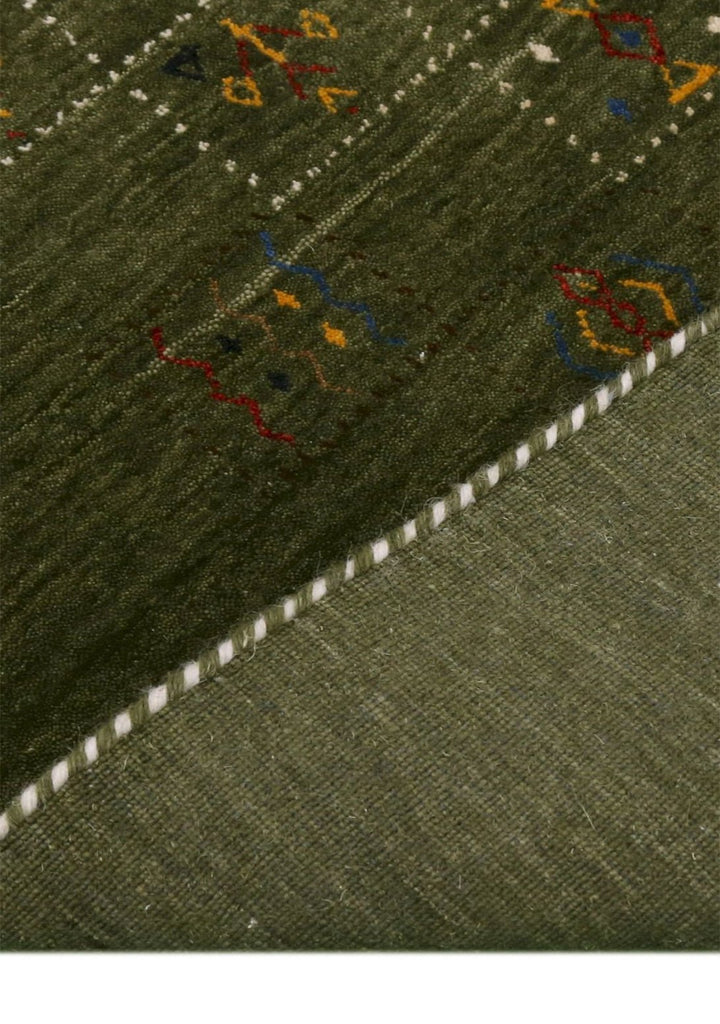 Green Tribal Design Hand Loomed Wool Area Rug - The Rug Decor