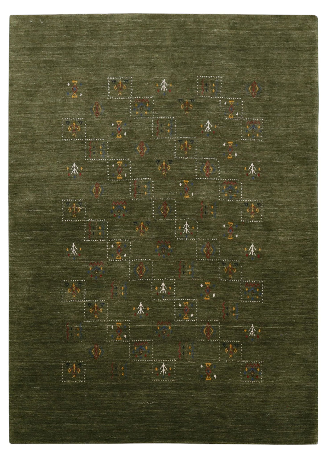 Green Tribal Design Hand Loomed Wool Area Rug - The Rug Decor