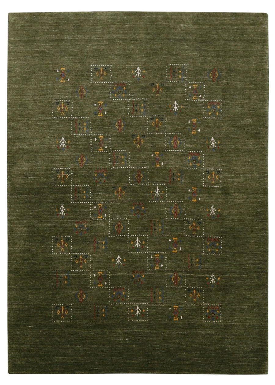 Green Tribal Design Hand Loomed Wool Area Rug - The Rug Decor
