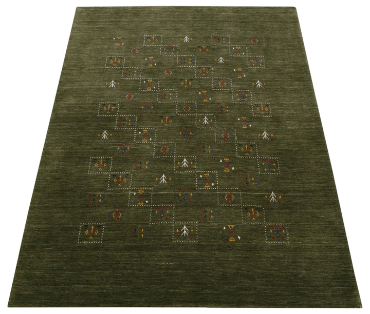 Green Tribal Design Hand Loomed Wool Area Rug - The Rug Decor