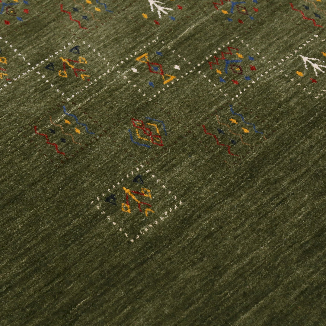 Green Tribal Design Hand Loomed Wool Area Rug - The Rug Decor