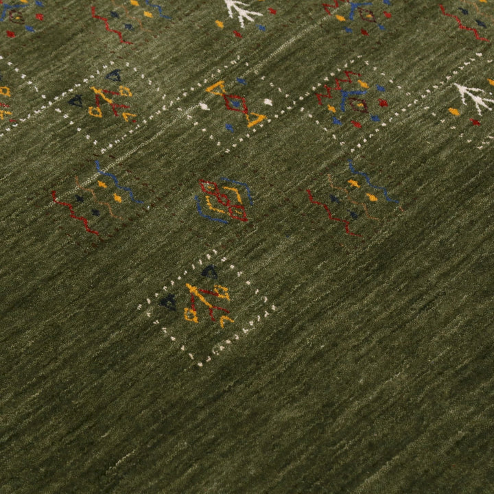 Green Tribal Design Hand Loomed Wool Area Rug - The Rug Decor
