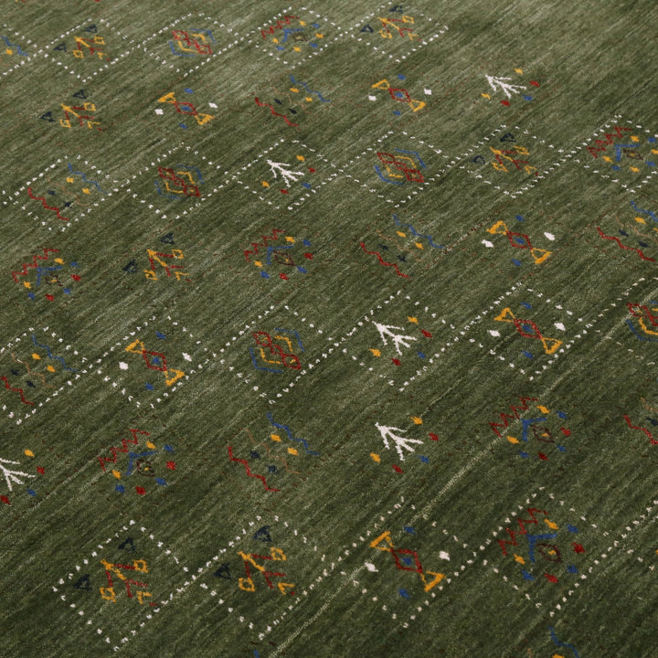 Green Tribal Design Hand Loomed Wool Area Rug - The Rug Decor